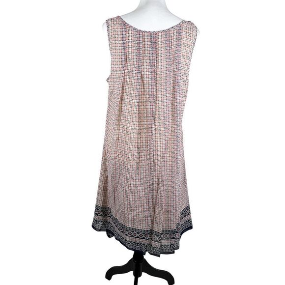 Max Studio Sleeveless Fit And Flare Boho Print Dress Pink Cream Blue Large NEW - Picture 5 of 13